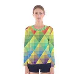 Background Colorful Geometric Triangle Women s Long Sleeve Tee