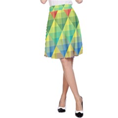 Background Colorful Geometric Triangle A-line Skirt by HermanTelo