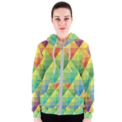 Background Colorful Geometric Triangle Women s Zipper Hoodie