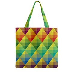 Background Colorful Geometric Triangle Zipper Grocery Tote Bag