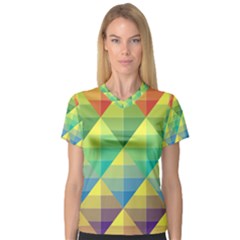 Background Colorful Geometric Triangle V-neck Sport Mesh Tee