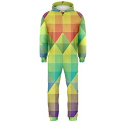 Background Colorful Geometric Triangle Hooded Jumpsuit (men) 