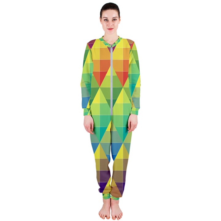 Background Colorful Geometric Triangle OnePiece Jumpsuit (Ladies) 