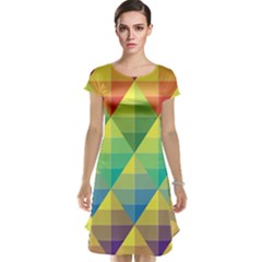 Background Colorful Geometric Triangle Cap Sleeve Nightdress