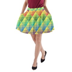 Background Colorful Geometric Triangle A-line Pocket Skirt