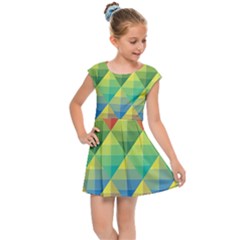 Background Colorful Geometric Triangle Kids  Cap Sleeve Dress by HermanTelo