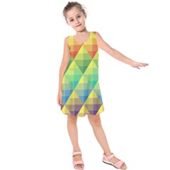 Background Colorful Geometric Triangle Kids  Sleeveless Dress by HermanTelo