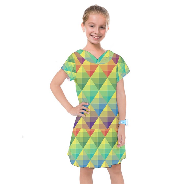 Background Colorful Geometric Triangle Kids  Drop Waist Dress