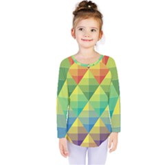 Background Colorful Geometric Triangle Kids  Long Sleeve Tee