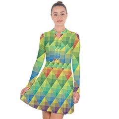 Background Colorful Geometric Triangle Long Sleeve Panel Dress by HermanTelo