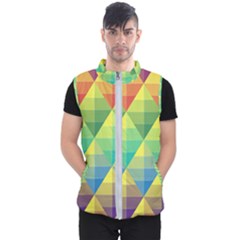 Background Colorful Geometric Triangle Men s Puffer Vest