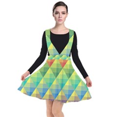 Background Colorful Geometric Triangle Plunge Pinafore Dress by HermanTelo