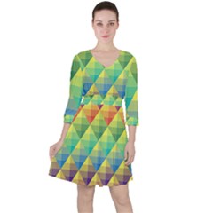 Background Colorful Geometric Triangle Ruffle Dress