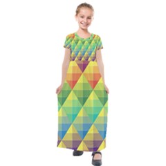 Background Colorful Geometric Triangle Kids  Short Sleeve Maxi Dress by HermanTelo