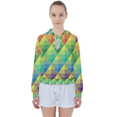 Background Colorful Geometric Triangle Women s Tie Up Sweat by HermanTelo