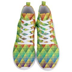 Background Colorful Geometric Triangle Men s Lightweight High Top Sneakers