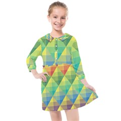 Background Colorful Geometric Triangle Kids  Quarter Sleeve Shirt Dress by HermanTelo