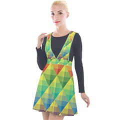 Background Colorful Geometric Triangle Plunge Pinafore Velour Dress