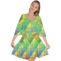 Background Colorful Geometric Triangle Velour Kimono Dress