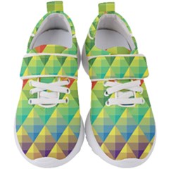 Background Colorful Geometric Triangle Kids  Velcro Strap Shoes