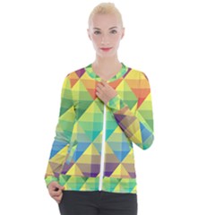 Background Colorful Geometric Triangle Casual Zip Up Jacket