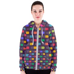 Background Colorful Geometric Women s Zipper Hoodie by HermanTelo