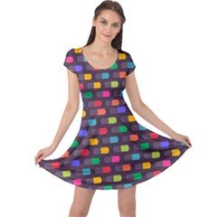 Background Colorful Geometric Cap Sleeve Dress