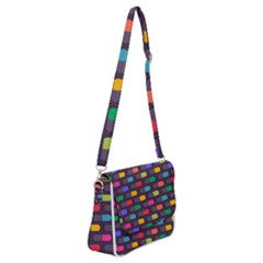 Background Colorful Geometric Shoulder Bag With Back Zipper