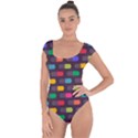 Background Colorful Geometric Short Sleeve Leotard  View1