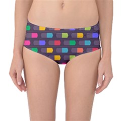 Background Colorful Geometric Mid-waist Bikini Bottoms