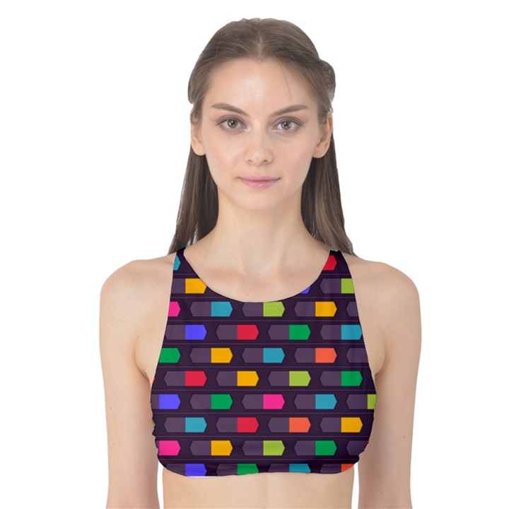 Background Colorful Geometric Tank Bikini Top