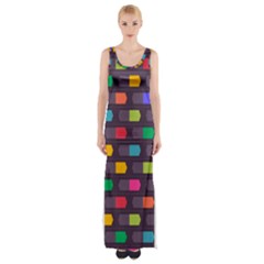 Background Colorful Geometric Maxi Thigh Split Dress