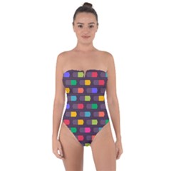 Background Colorful Geometric Tie Back One Piece Swimsuit