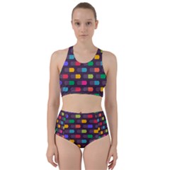 Background Colorful Geometric Racer Back Bikini Set