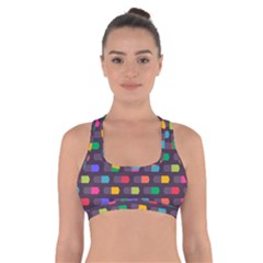 Background Colorful Geometric Cross Back Sports Bra