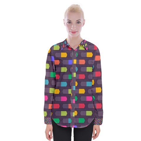 Background Colorful Geometric Womens Long Sleeve Shirt by HermanTelo