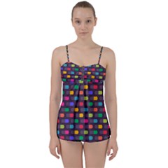 Background Colorful Geometric Babydoll Tankini Set by HermanTelo