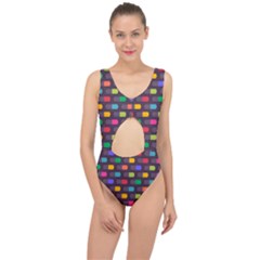 Background Colorful Geometric Center Cut Out Swimsuit