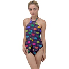 Background Colorful Geometric Go With The Flow One Piece Swimsuit