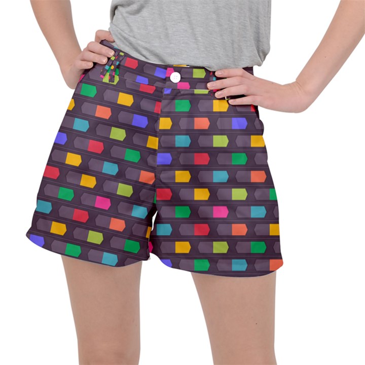 Background Colorful Geometric Stretch Ripstop Shorts