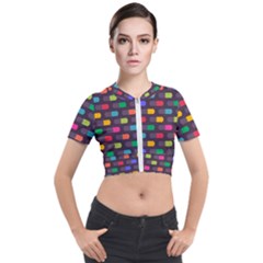 Background Colorful Geometric Short Sleeve Cropped Jacket