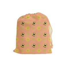 Bee Bug Nature Wallpaper Drawstring Pouch (large) by HermanTelo