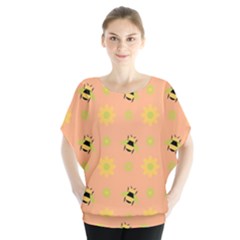 Bee Bug Nature Wallpaper Batwing Chiffon Blouse