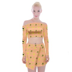 Bee Bug Nature Wallpaper Off Shoulder Top With Mini Skirt Set by HermanTelo