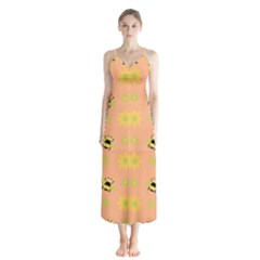 Bee Bug Nature Wallpaper Button Up Chiffon Maxi Dress