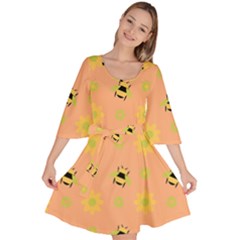 Bee Bug Nature Wallpaper Velour Kimono Dress by HermanTelo