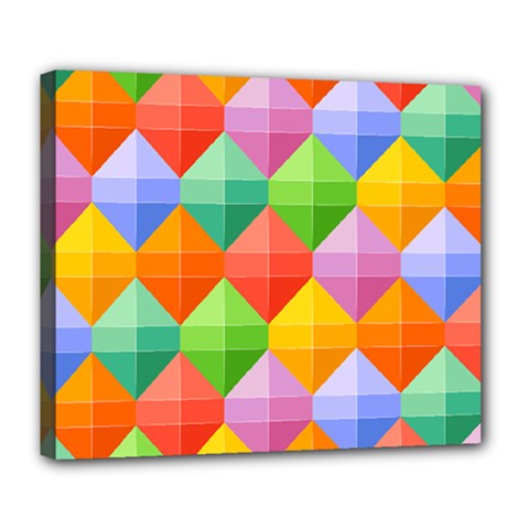 Background Colorful Geometric Triangle Rainbow Deluxe Canvas 24  X 20  (stretched)