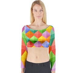 Background Colorful Geometric Triangle Rainbow Long Sleeve Crop Top