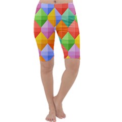 Background Colorful Geometric Triangle Rainbow Cropped Leggings  by HermanTelo