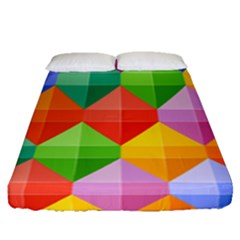 Background Colorful Geometric Triangle Rainbow Fitted Sheet (queen Size)